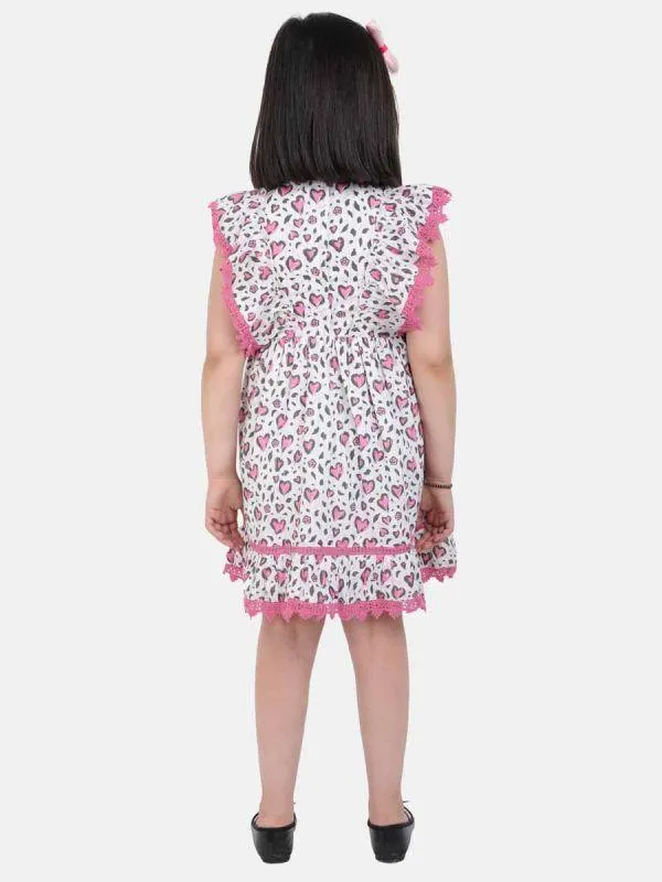 One Friday Pink Frill Printed Dress