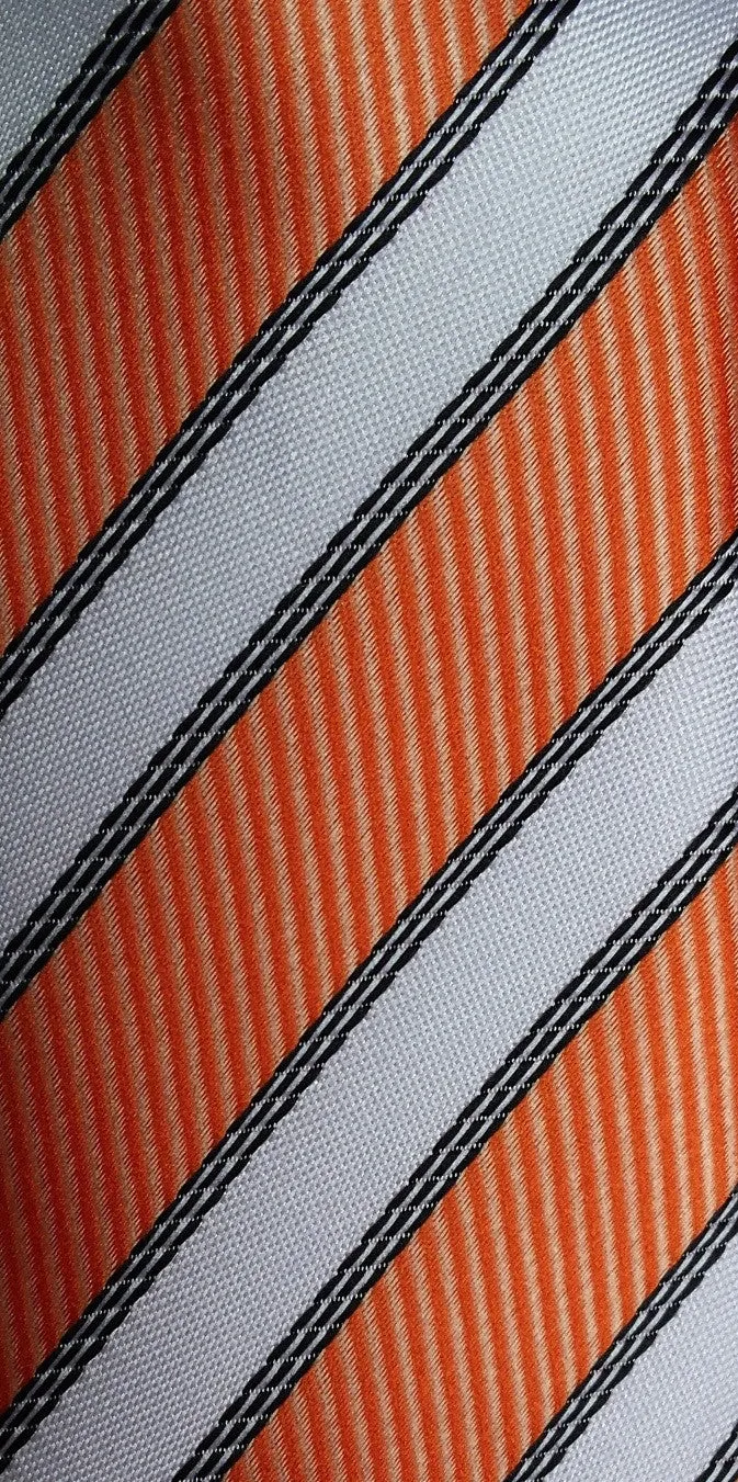 Orange & White Striped Skinny Tie