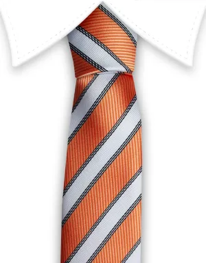 Orange & White Striped Skinny Tie