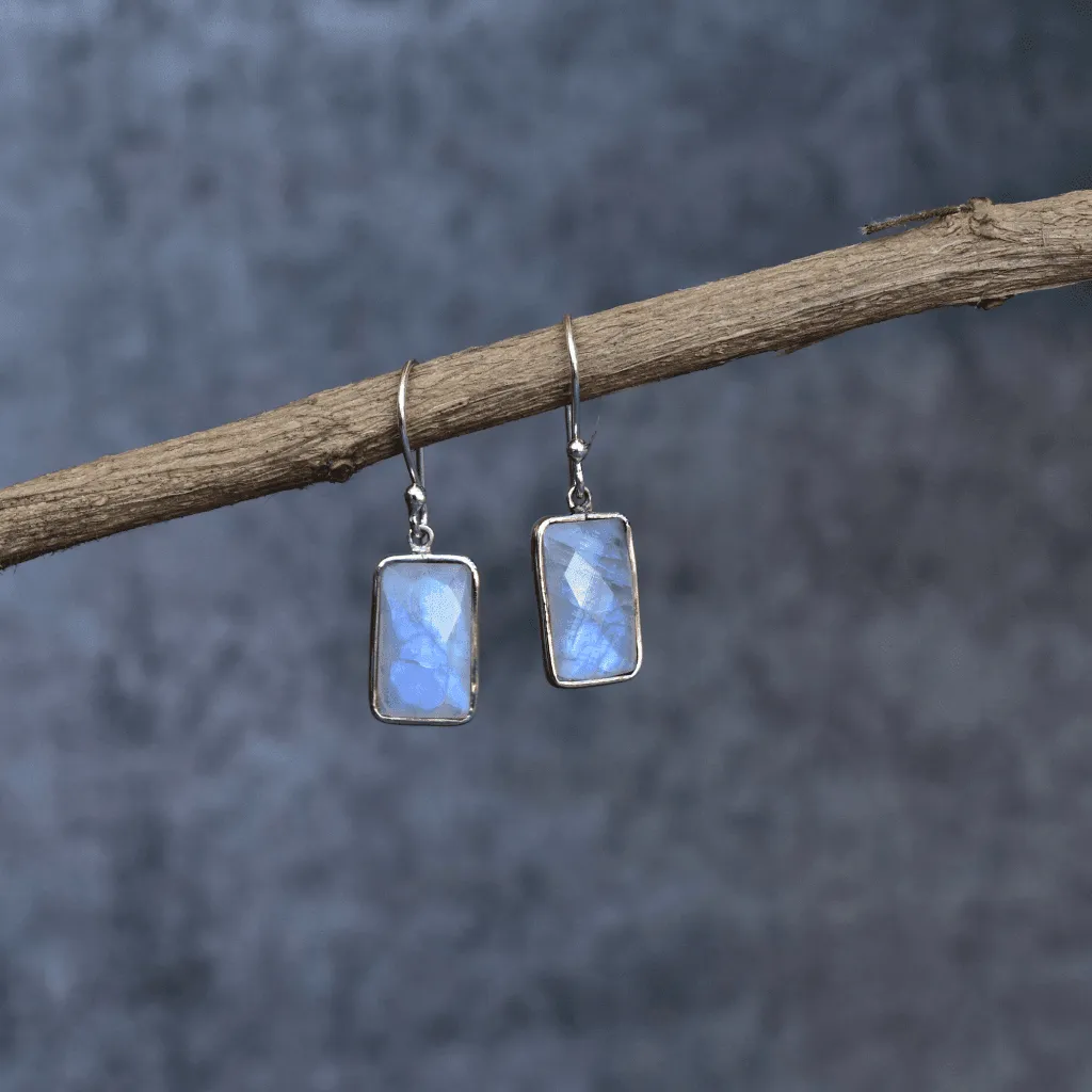 Rectangular Strength - Moonstone Earrings