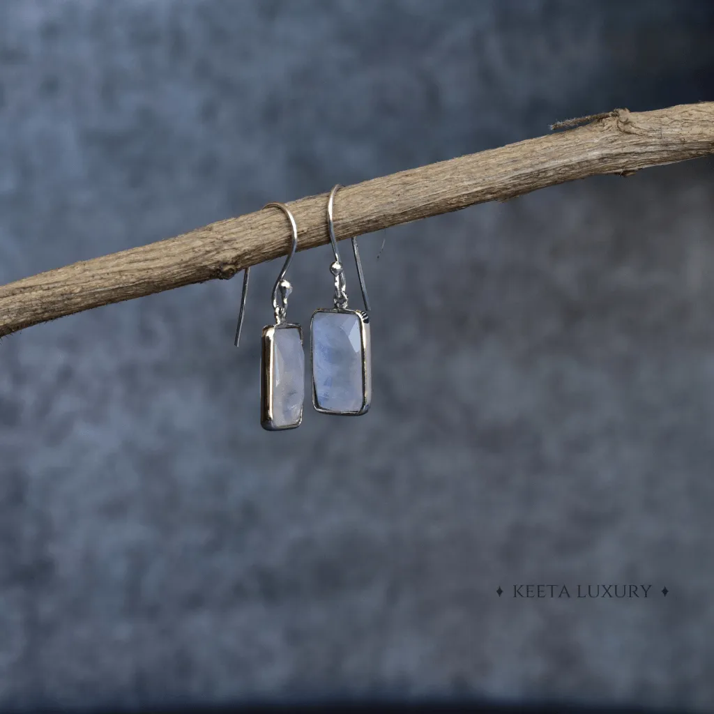 Rectangular Strength - Moonstone Earrings