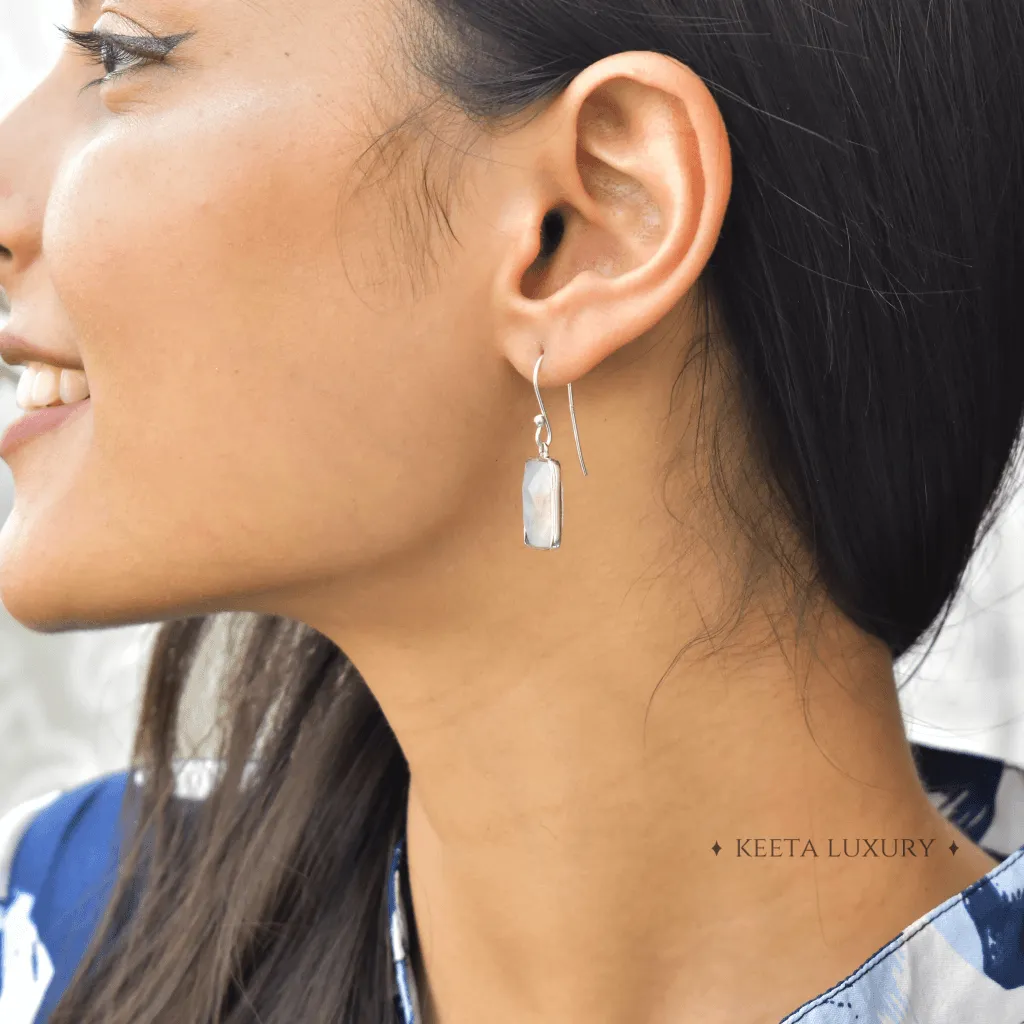 Rectangular Strength - Moonstone Earrings