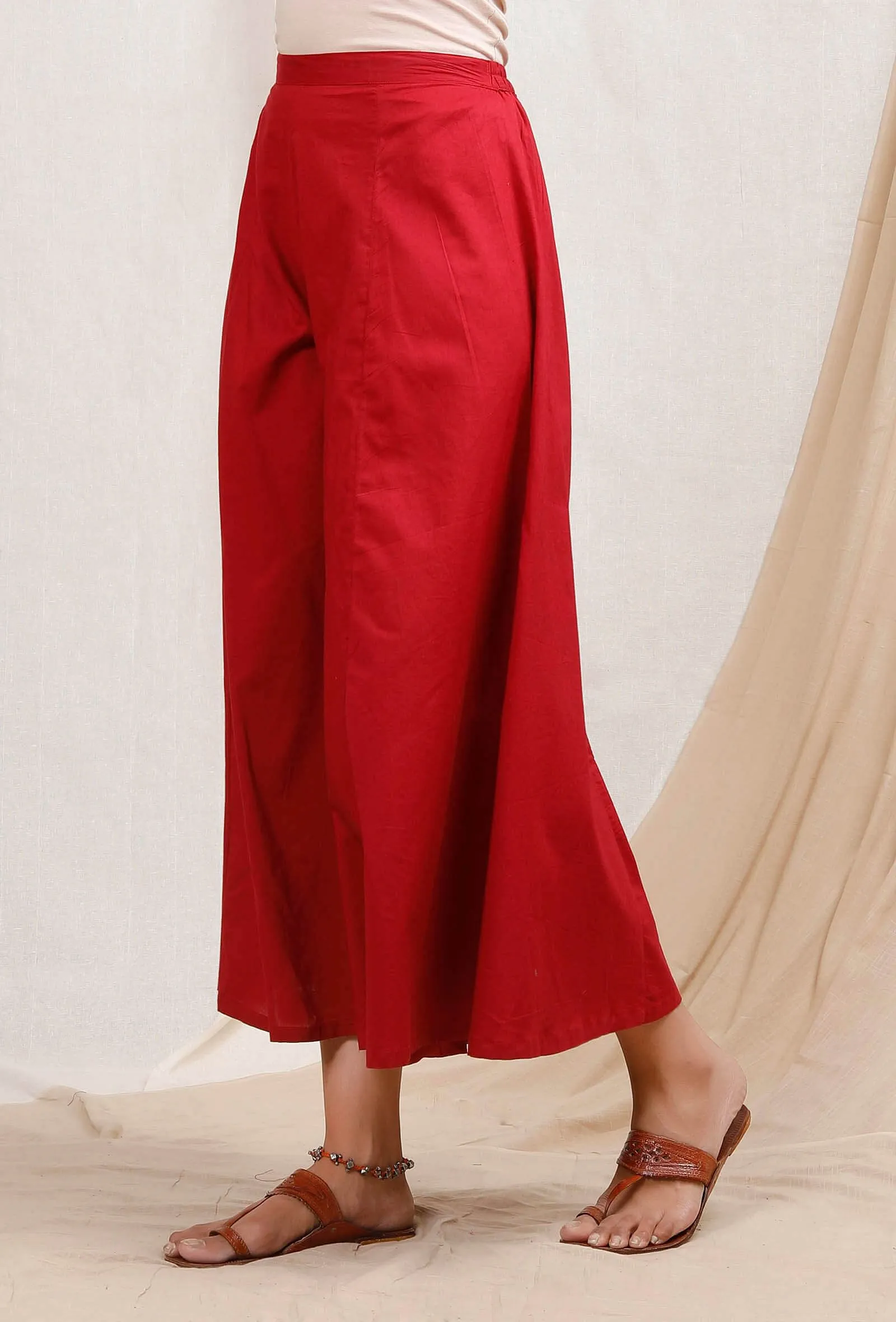 Red Cotton Palazzos