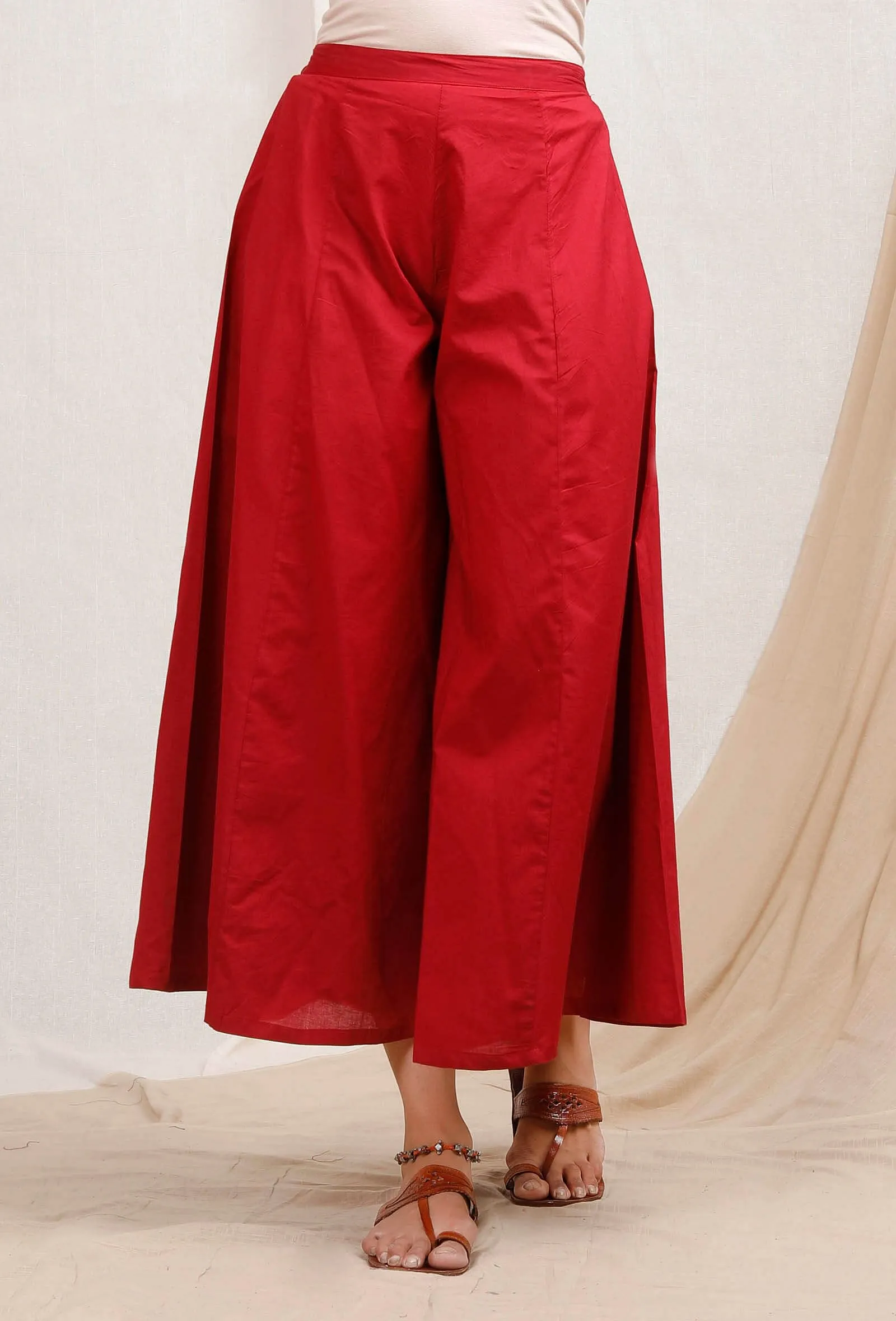 Red Cotton Palazzos