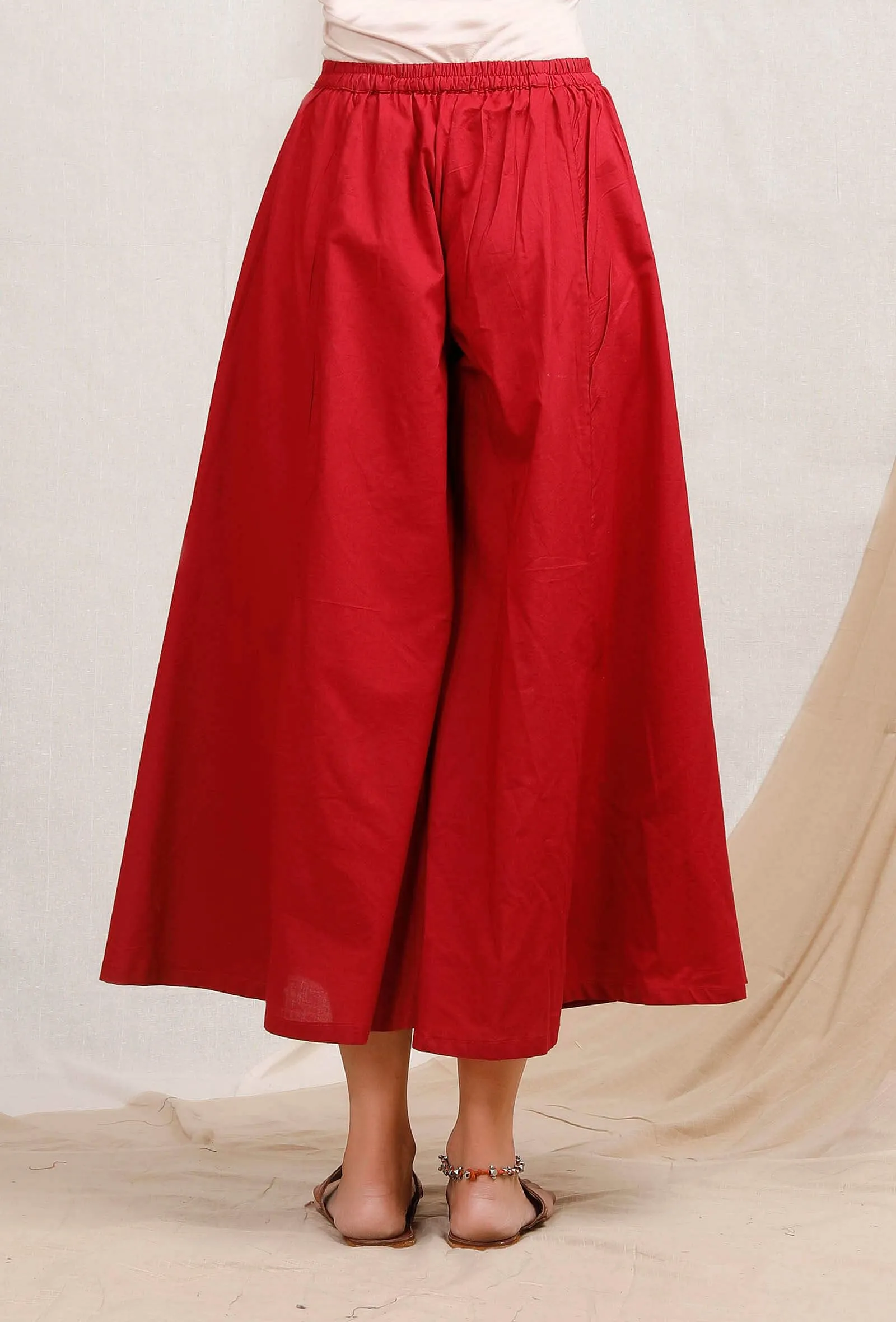 Red Cotton Palazzos