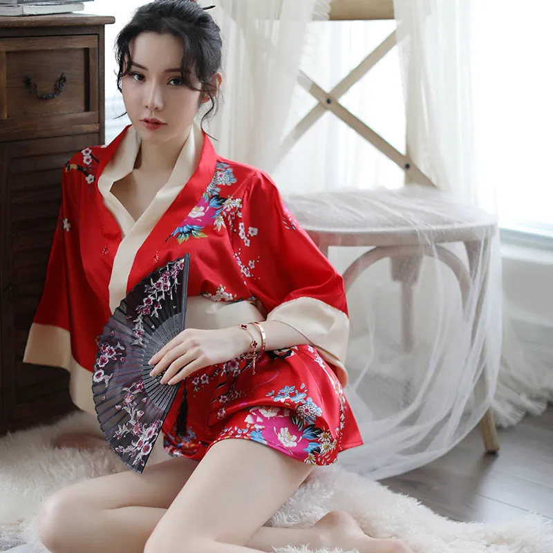 Red Japanese Kimono Taiwan Uniform Temptation Sexy Underwear Japanese Kimono Cosplay Clothing