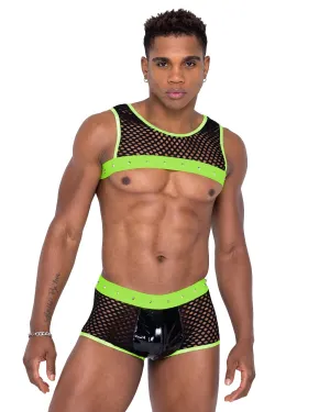 Roma Mens Fishnet & Vinyl Trunks - Rave & Festival Wear