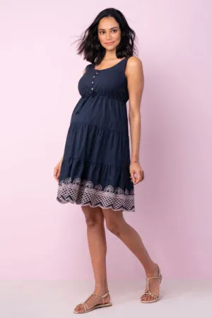 Sabrina Navy Maternity Nursing Sundress Seraphine