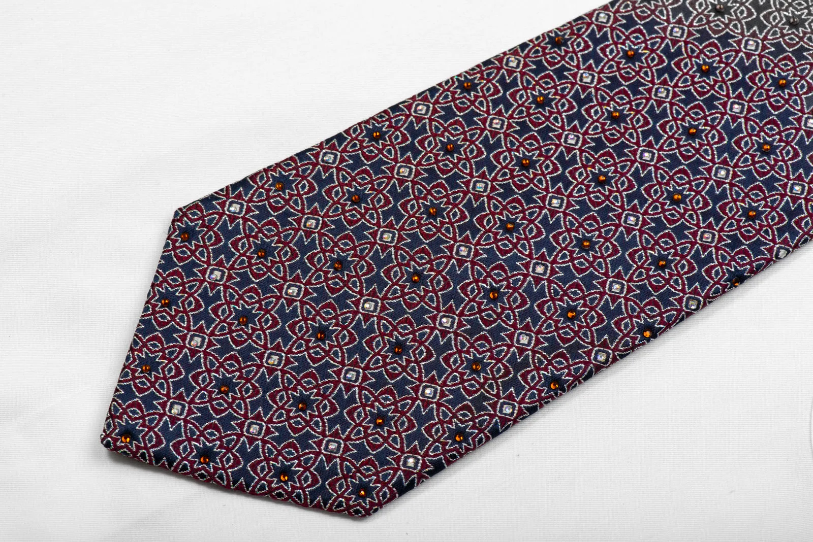 Silk Tie Burgundy Marrakesh On Navy With Sparkles