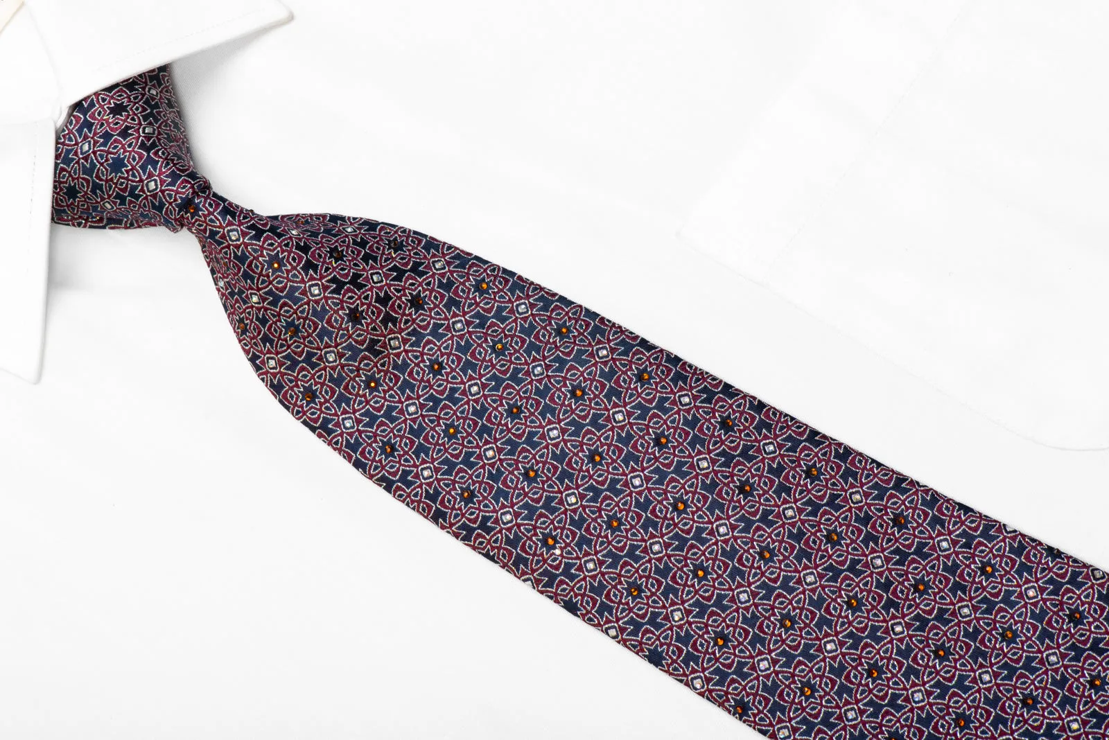 Silk Tie Burgundy Marrakesh On Navy With Sparkles