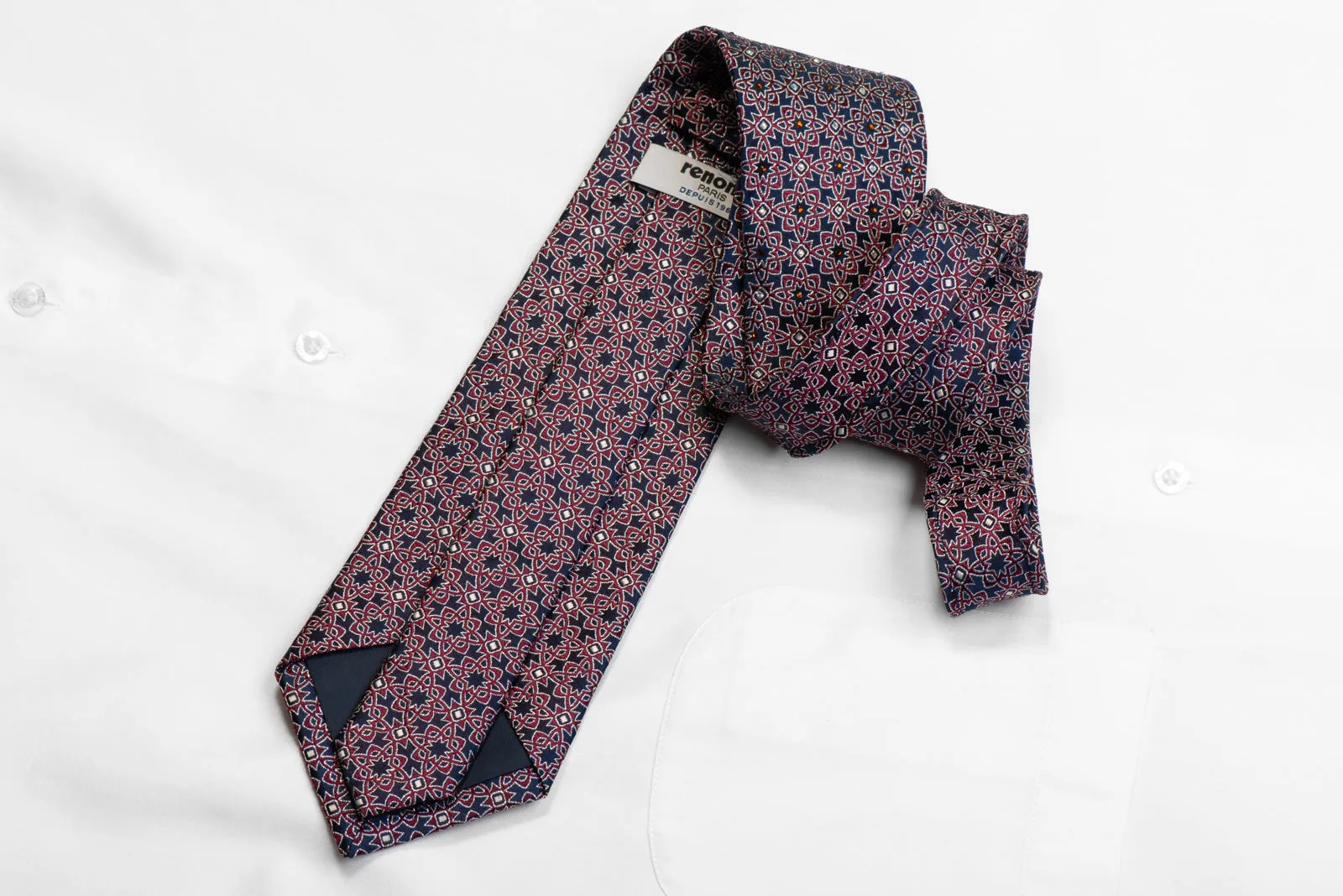 Silk Tie Burgundy Marrakesh On Navy With Sparkles