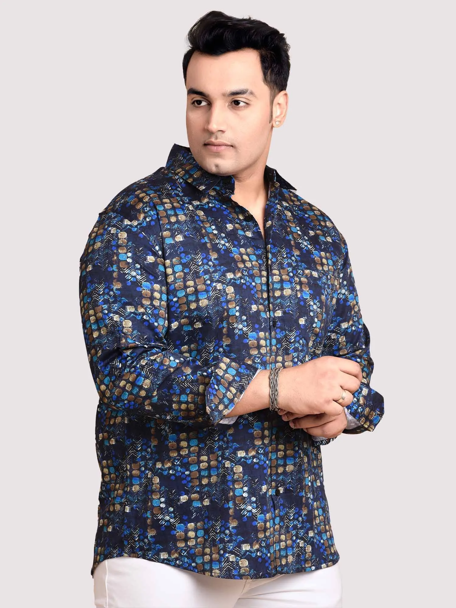 Square Dot Printed Full sleeve Men's Plus size