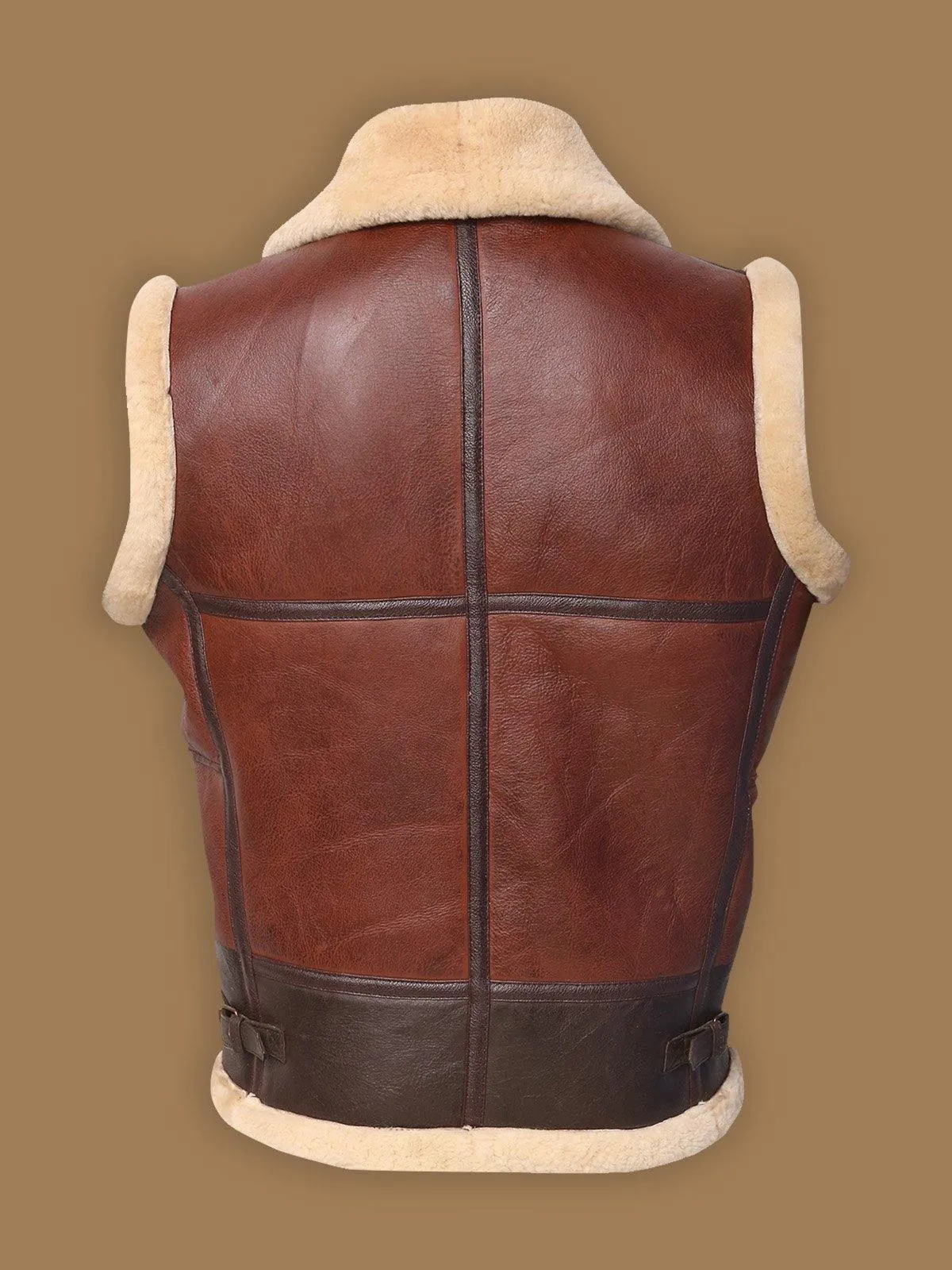 Stylish Men's Classic Brown Shearling Leather Vest