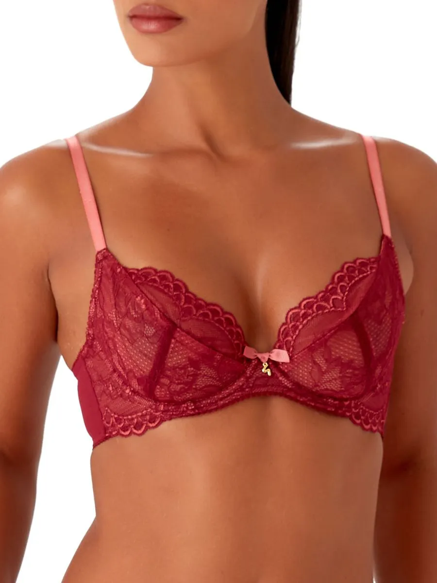 Plunge Superboost Lace Bra in Cranberry and Raspberry Sorbet