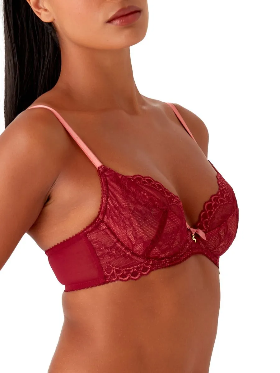 Plunge Superboost Lace Bra in Cranberry and Raspberry Sorbet