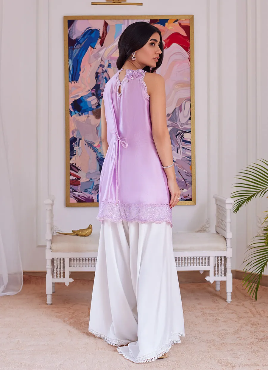 Suzette Lavender Asymmetrical Raw Silk Shirt