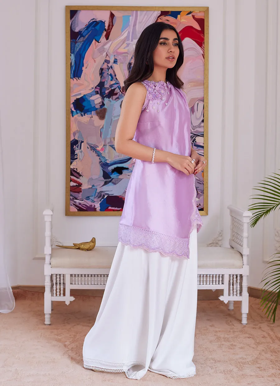 Suzette Lavender Asymmetrical Raw Silk Shirt