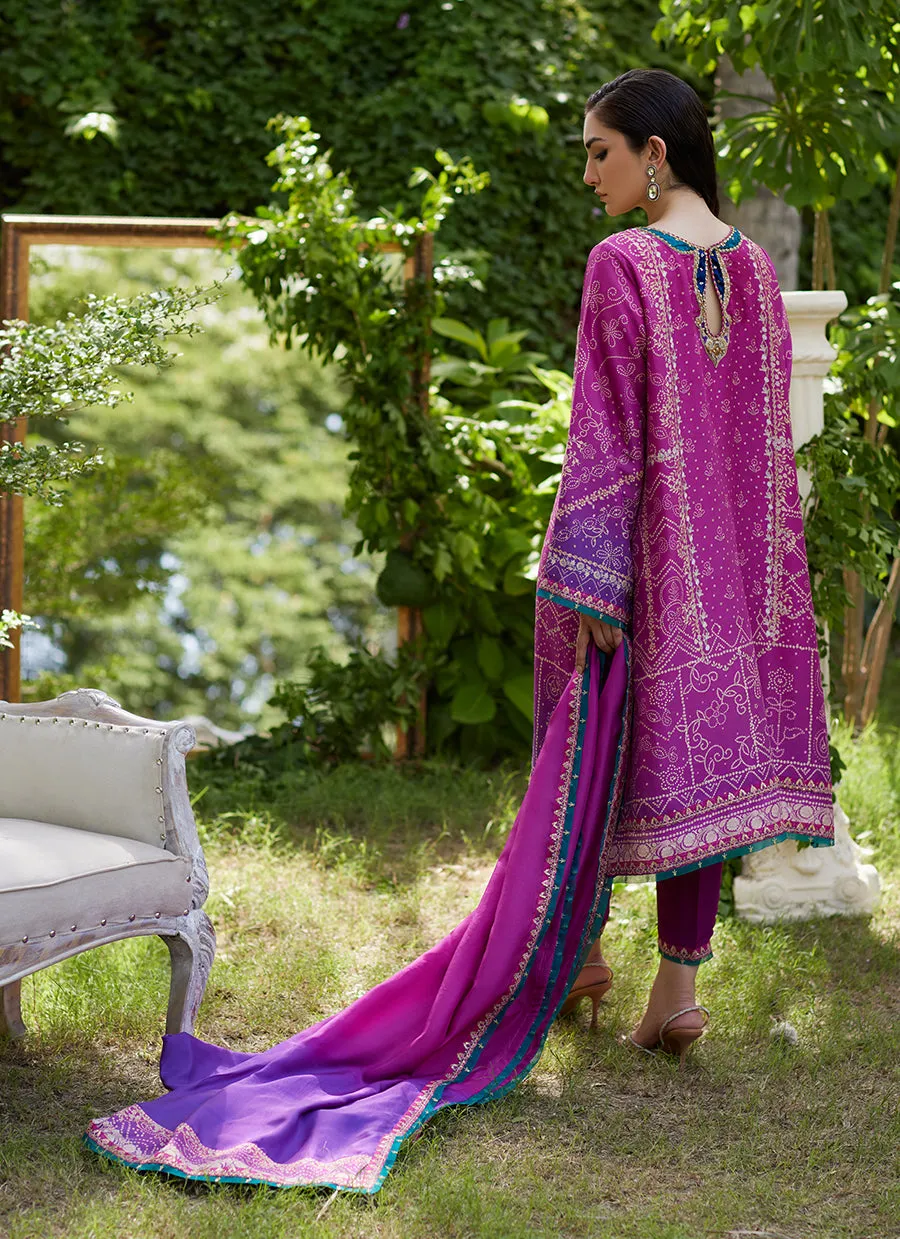 Tazeen Magenta Ombre Shirt And Dupatta