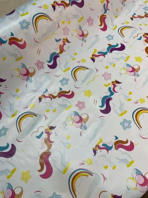 Unicorns White PVC vinyl Oil cloth